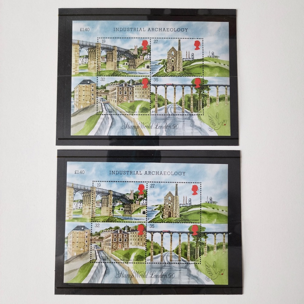 Royal Mail Stamps Industrial Archaeology Set Bridges 2 Sheets 1989 Mint Vintage